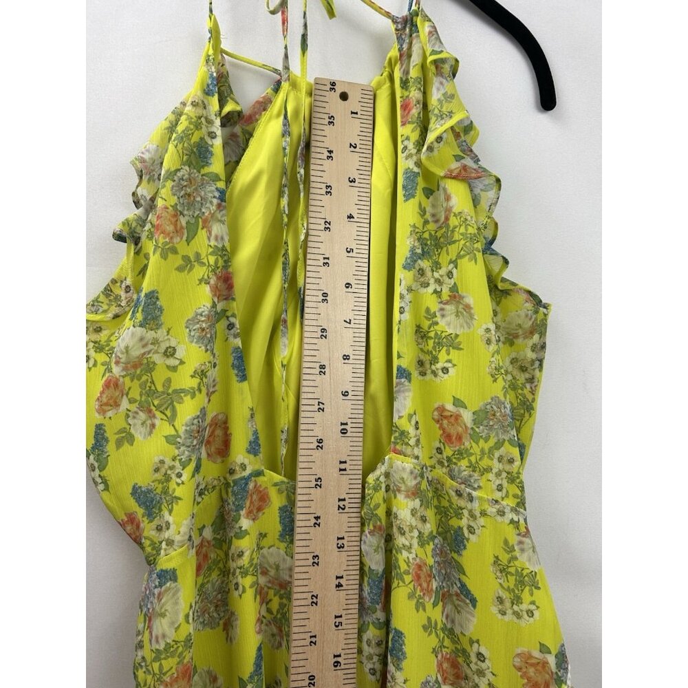 Marissa Webb Collective x RTR Women’s 6 Yellow Ruffle Halter Floral Mini Dress - Picture 5 of 16